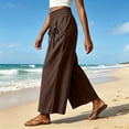 thumbnail image 5 of CQONEPT Wide Leg Pant for Womens Elastic Waist Elastic Waist Crop Pants Casual Flowy Loose Fit Trousers with Pocket Brown XL, 5 of 6