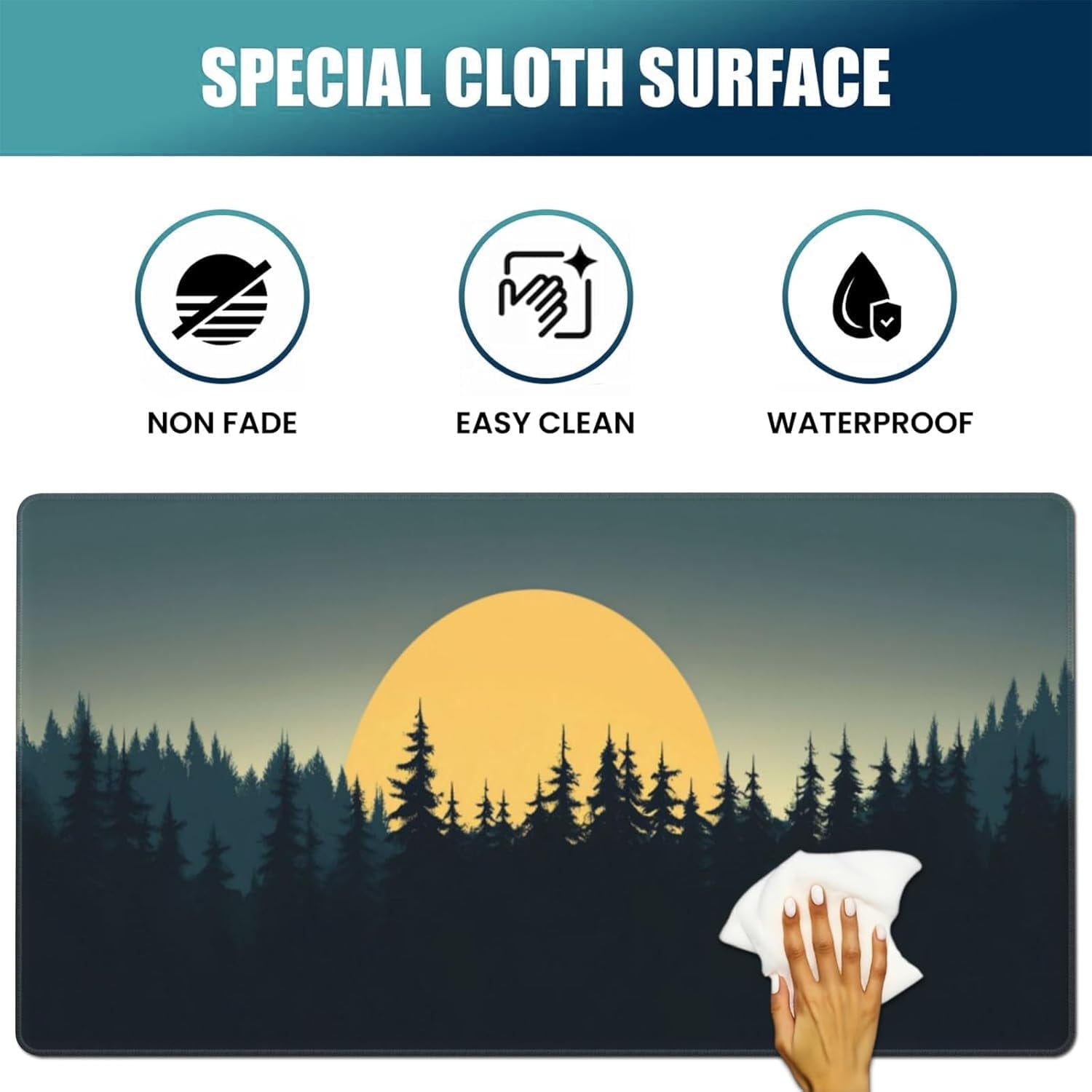 Forest Desk Mat 31.5" x 15.7", XXL Large Mouse Pad with Stitched Edges, Keyboard Pad Mouse Mat for Computer