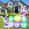 ToyExpress Easter Inflatable Outdoor Decorations 6 ft Long Happy Easter Sign Inflatable with Built-in LEDs Blow Up Inflatables for Easter Holiday Party Indoor, Outdoor, Yard, Garden, Lawn Decor.