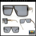 thumbnail image 2 of Rimless Oversized Monoblock Shield Rectangle Mobster Plastic Sunglasses Slate - Grey, 2 of 7