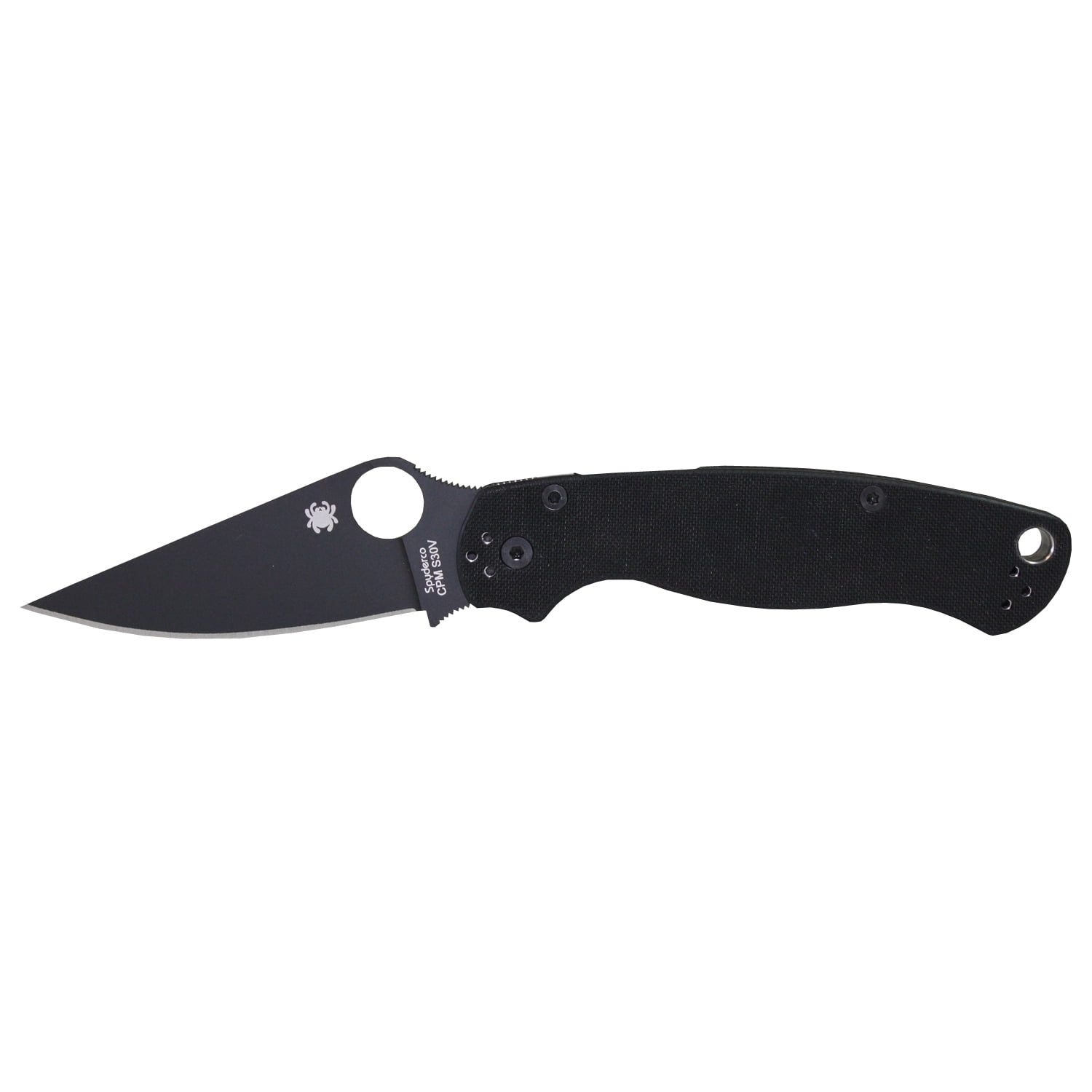 Spyderco Para Military 2 Black G-10 Black Blade PlainEdge Folding Knife