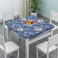 thumbnail image 3 of Blue Baseball Silhouette Pattern Square Fitted Tablecloth with Elastic Edge,Square Table Cover,Washable Elastic Table Cover for Home Kitchen Party Decor 34"x34", 3 of 6