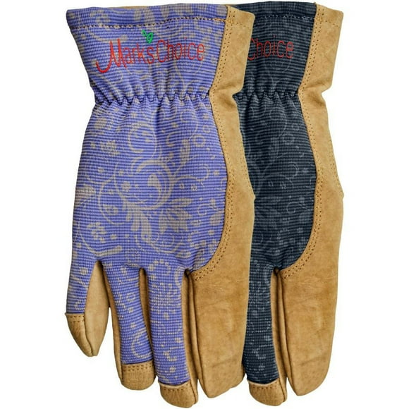 Ladies Leather Combo Garden Gloves - Large, Assorted Colours