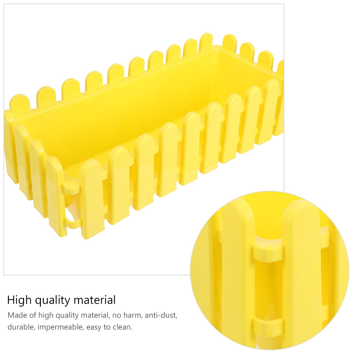 CRILSTYLEO Durable Yellow PP Resin Rectangular Flower Container for Outdoor Use 3Pcs