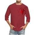 thumbnail image 1 of Camisas de Manga Larga para Hombres Imprimir Casual Cuello Redondo Blusa de Manga Corta, Camisas de Lino para Hombres, 1 of 4