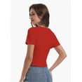 thumbnail image 6 of Women's Casual Short Sleeve Scoop Neck Fitted Workout Basic Crop Top Teen T-shirts, 6 of 6