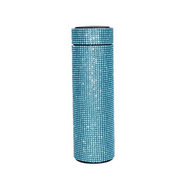 Billuyoard Decoración de diamantes de imitación, frasco de vacío de 500ML, botella portátil, taza aislada de acero inoxidable, botellas de agua, vasos, Teteras Azul Billuyoard HA071541-04B