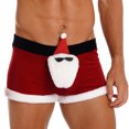 thumbnail image 3 of CHICTRY Ensemble de Noël pour Hommes Tenues de Père Noël 2 Pcs Boxeurs Rouges Shorts de Vacances avec Chapeau H Rouge 3TG, 3 of 7