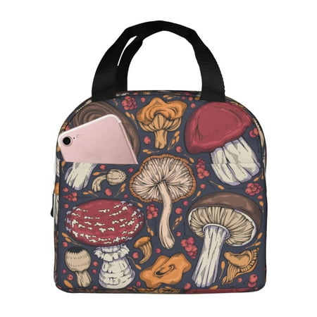 Insulated Lunch Bag for Women Men - Forest Wild Mushroom Leakproof Cooler Lunch Box for Women Men  Lunch Tote Bags for Work School Picnic Travel