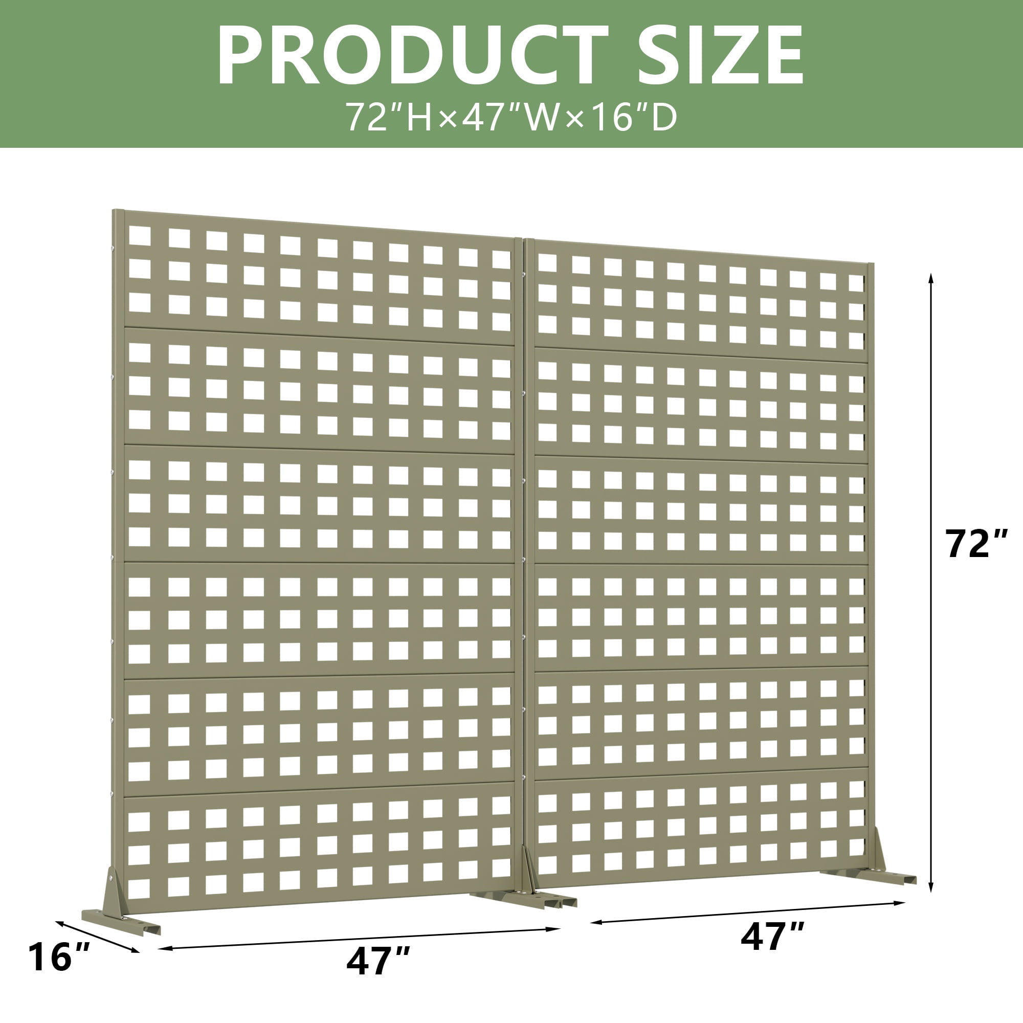 72" H × 47" W Privacy Metal Screen Fence Panel