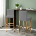 thumbnail image 2 of Dark Gray Bar Stool Cover Set of 2, Farmhouse Burlap Solid Grey Modern Linen Texture Stretch Bar Chair Cover, Removable Washable Pub Counter Stool Chair Slipcover for Kitchen Dining Room Pub Cafe, 2 of 9