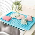 thumbnail image 3 of Drain Rack Kitchen Dish Drainer Tray Large Sink Drying Rack Blue, 3 of 5