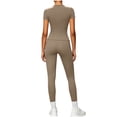 thumbnail image 7 of Usloyux Women's 2 Piece Outfits Casual Lounge Set Short Sleeve Round Neck T-Shirt with Elastic Waist Leggings Matching Two Piece Tracksuit, Khaki XL, 7 of 7
