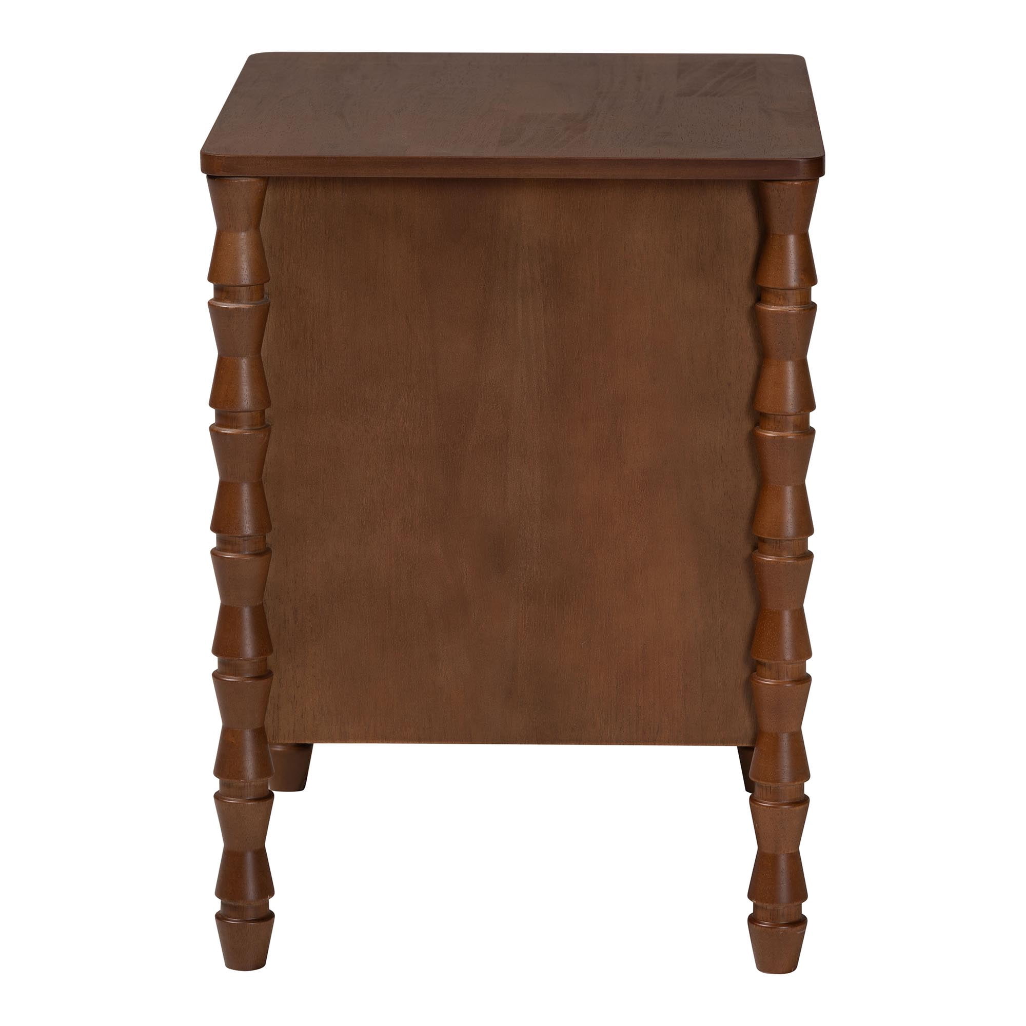 Baxton Studio Danette Modern Nightstand, 2-Drawer, Walnut Brown