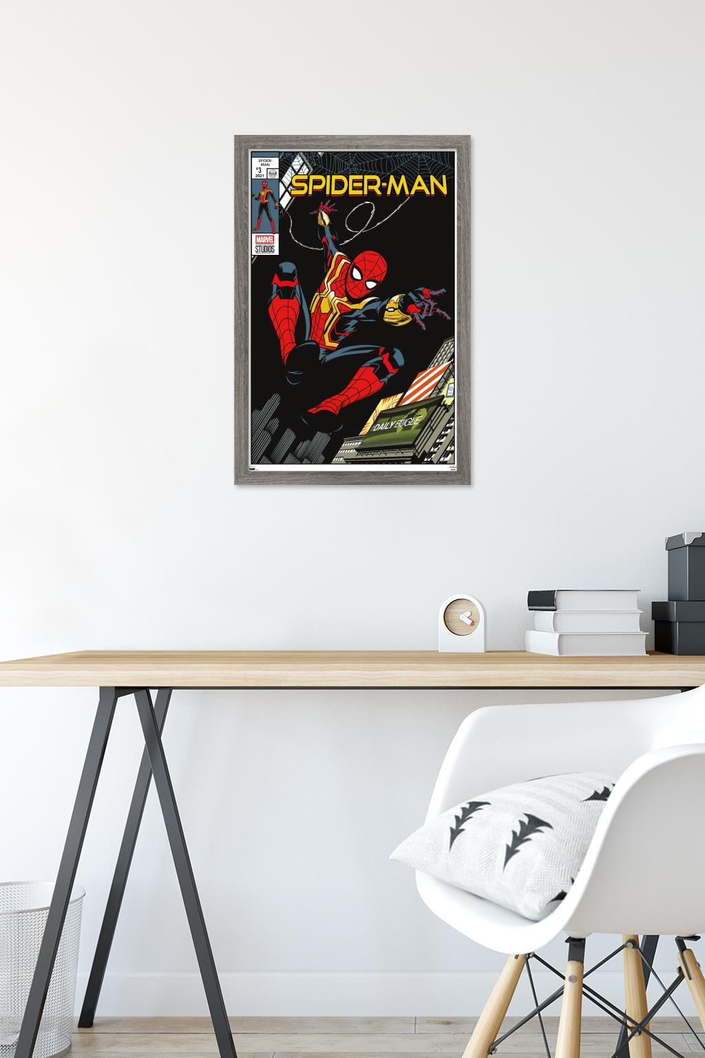 Marvel Spider-Man: No Way Home - Swinging Comic 16.5" x 24.25" Framed Poster, by Trends International