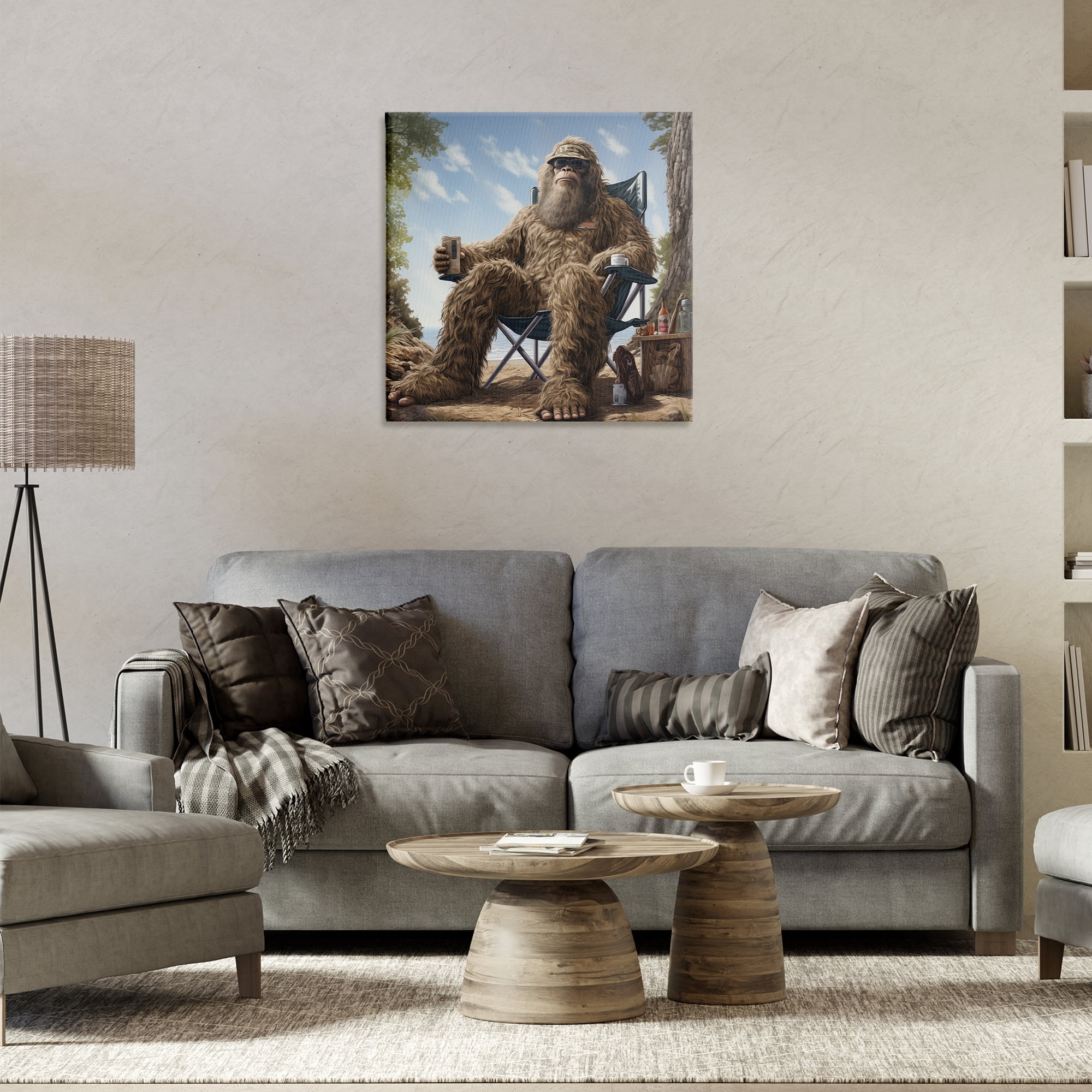 Stupell Industries Mythical Monster on Beach Fairy Tales & Fantasy Painting Gallery Wrapped Canvas Art Print Wall Art, 24 x 24
