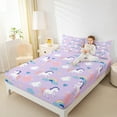 thumbnail image 4 of Castle Fairy Kawaii Unicorn Twin Sheet Sets,Cartoon Floral Love Heart Bedding, 4 of 7