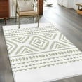 thumbnail image 3 of Boho Sage Green Geometric Area Rug 3x5 FT, Non Slip Entryway Bedside Carpet, Vintage Southwestern Stripes Washable Soft Floor Carpet Indoor Mat Non-Shedding Throw Rug for Dorm Kitchen Home Office, 3 of 9
