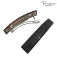 thumbnail image 4 of Parcelona French Large Bar Set of 2 Black N Shell Automatic Hair Clip Barrettes, 4 of 8