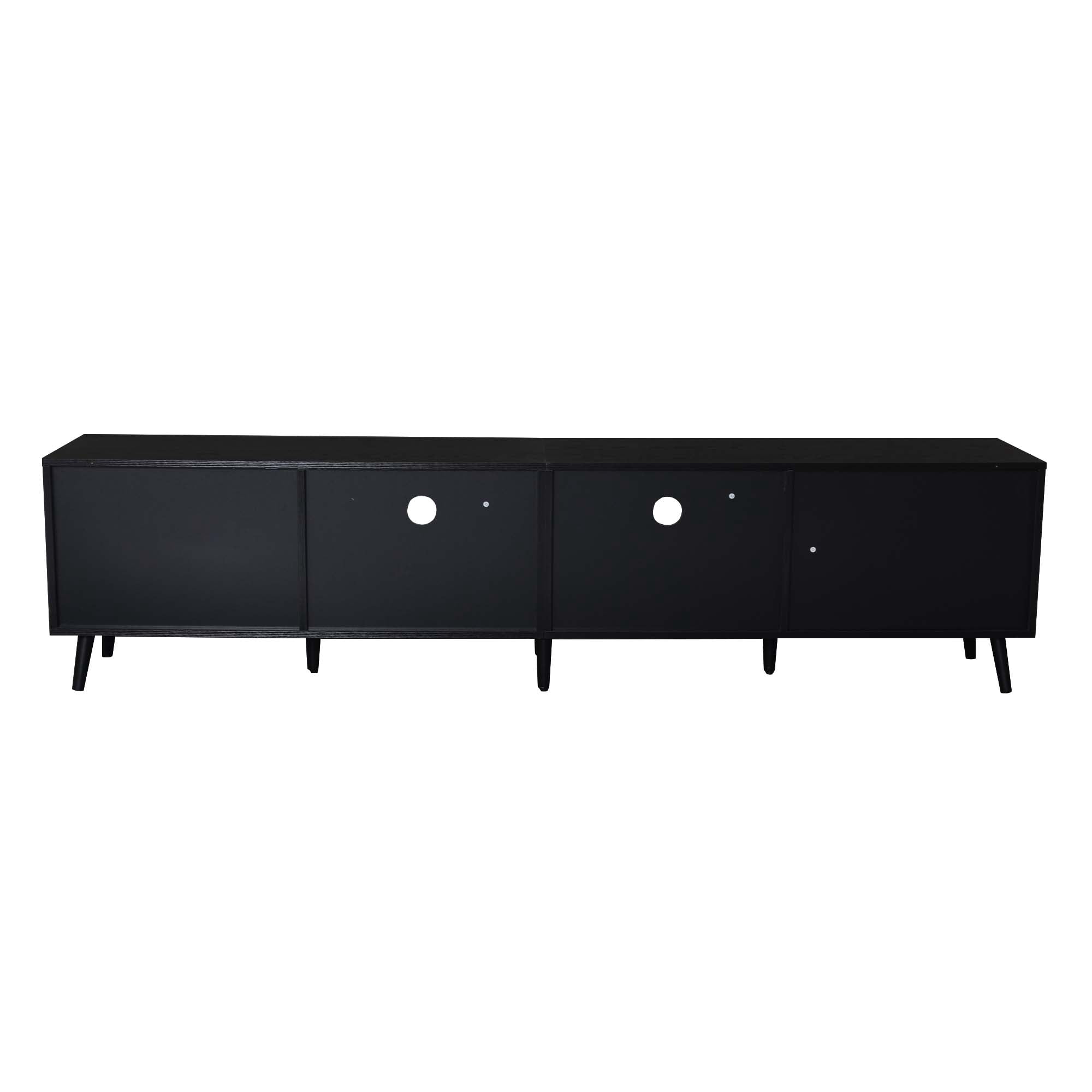 Aukfa Rattan TV Stand for TVs up to 85", Farmhouse Media Console for Living Room Bedroom,Black