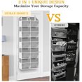 thumbnail image 4 of Over The Door Organizer, 5-Tier Extra Large Behind Door Storage with 10 Big Front & 10 Mesh Pockets, 80lb Capacity, Hanging Storage Organizer with Clear Window Kids Toys, Shoes, Diapers, Light Grey, 4 of 8