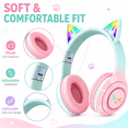 thumbnail image 4 of RNKR Kids Headphones Cat Ears,Kid Wireless Headphones For Study | Gradient Color Headphones With Microphone And LED Light For Home, School, 4 of 9