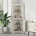 thumbnail image 4 of Bellemave 69" Tall Corner Cabinet, Freestanding Storage Cabinet with 2 Doors, 4-Tier Fluted Display Cabinet for Bathroom Living Room Home Office Hallway (White), 4 of 8