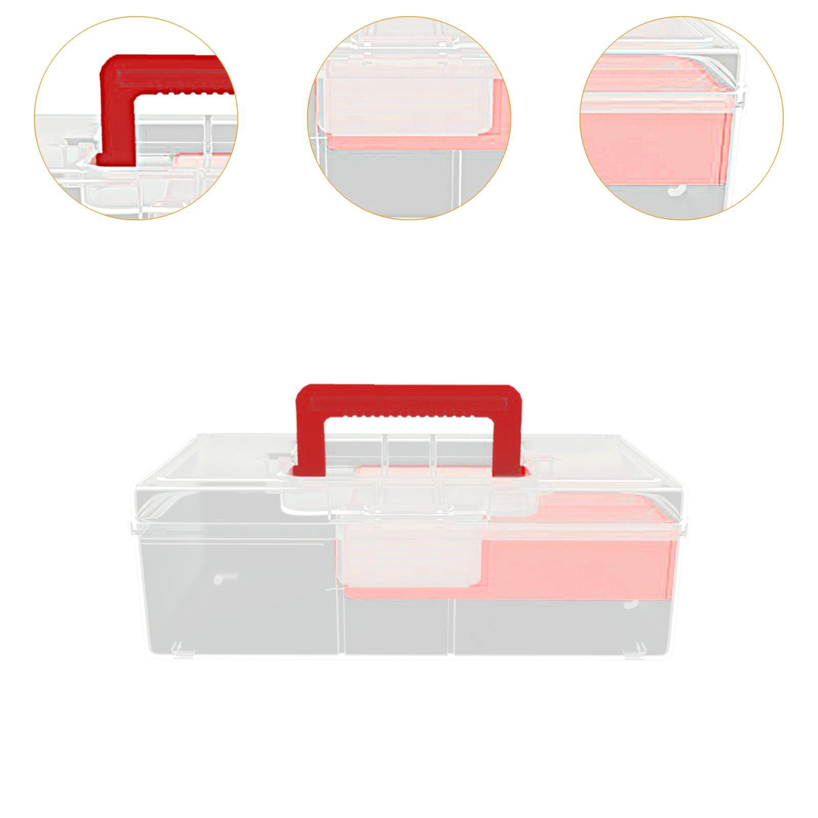 Wswqop Fishing Tackle Box 2 Layer with Handle Fishing Accessories Fly Fishing Hard Case red