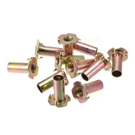 

M10x30mm T-Nuts 4 Pronged Tee Nut Carbon Steel Color Zinc Plating 48 Pack