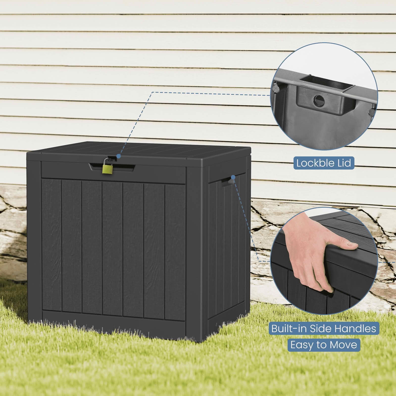 MAYEERTY 31 Gallon Deck Box Weatherproof Resin Lockable for Outdoor and Indoor Storage