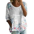 thumbnail image 2 of WTXUE Tunic Tops Flowy Tops Floral Print T Shirt Round Neck Shirt 3/4 Sleeved Blouses Fancy Blouses Workout Tops Women Blouses Womens Shirts Dressy Casual Thin T Shirts White Xl, 2 of 3