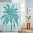 thumbnail image 4 of Shower Curtains for Bathroom, Teal Palm Tree Waterproof Fabric Shower Curtain, Tropical Summer Coastal Vintage Turquoise Decorative Bathroom Curtain for Bathtub, 72"x84", No Hooks Included, 4 of 9