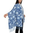 thumbnail image 4 of Xecao whiet Snowflake blue background Pattern Womens Winter Scarf Fall Scarf Oversized Large Scarf for Women Warm Shawl Wrap, 4 of 8