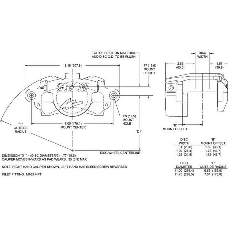 Wilwood GM III Caliper 2.38/1.25 Wilwood GM III Caliper 2.38/1.25