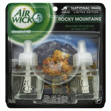 Air Wick National Park Rocky Mountains Scented Oil Air Freshener Refills, 1.35 Fl. Oz., 2 Count