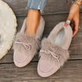 thumbnail image 4 of Xfvqtps Womens Fleece Lined Loafers Winter Flat Shoes Casual Comfortable Warm Bow Detail Slip on Everyday Wear Khaki, 4 of 9