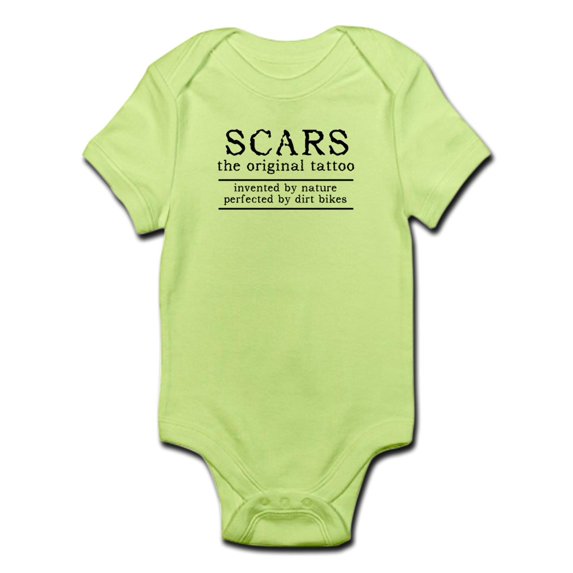CafePress - Scars Original Tattoo Dirt Bike Motocross Funny Bo - Baby Light Bodysuit