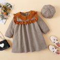 thumbnail image 6 of Mercatoo Baby Girl Spring Long Sleeve Dresses Plaid 𝐒mocked Dress Toddler Doll Collar Dress with Hat 2 Pcs, 6 of 8