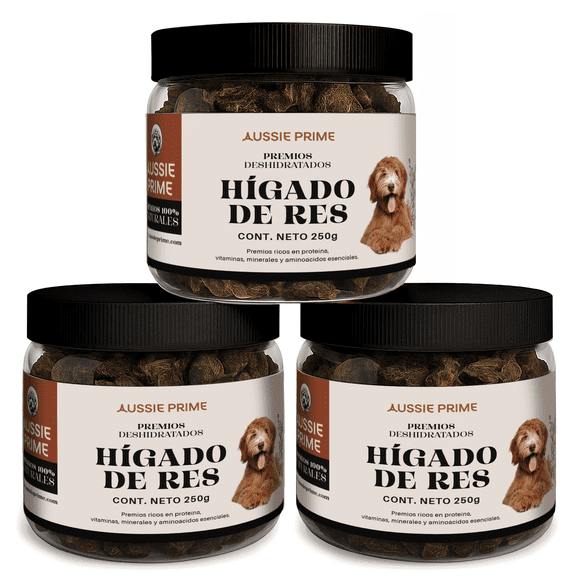 Aussie Prime Premios Para Perro Pack x3 Higado de Res 250g