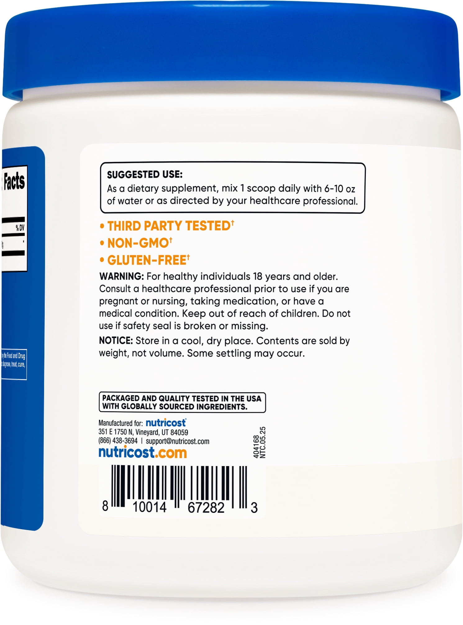 Nutricost Glycine Powder 1lb - Non-GMO, Gluten Free Amino Acid Supplement