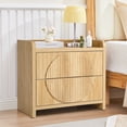 thumbnail image 4 of LEFHDA 24 Inch Wide Fluted Nightstands with 2 Drawers, Large End Table for Bedroom, Mid Century Modern Bedside Table with Storage, Wood Night Stand for Living Room, Office (Oak), 4 of 8