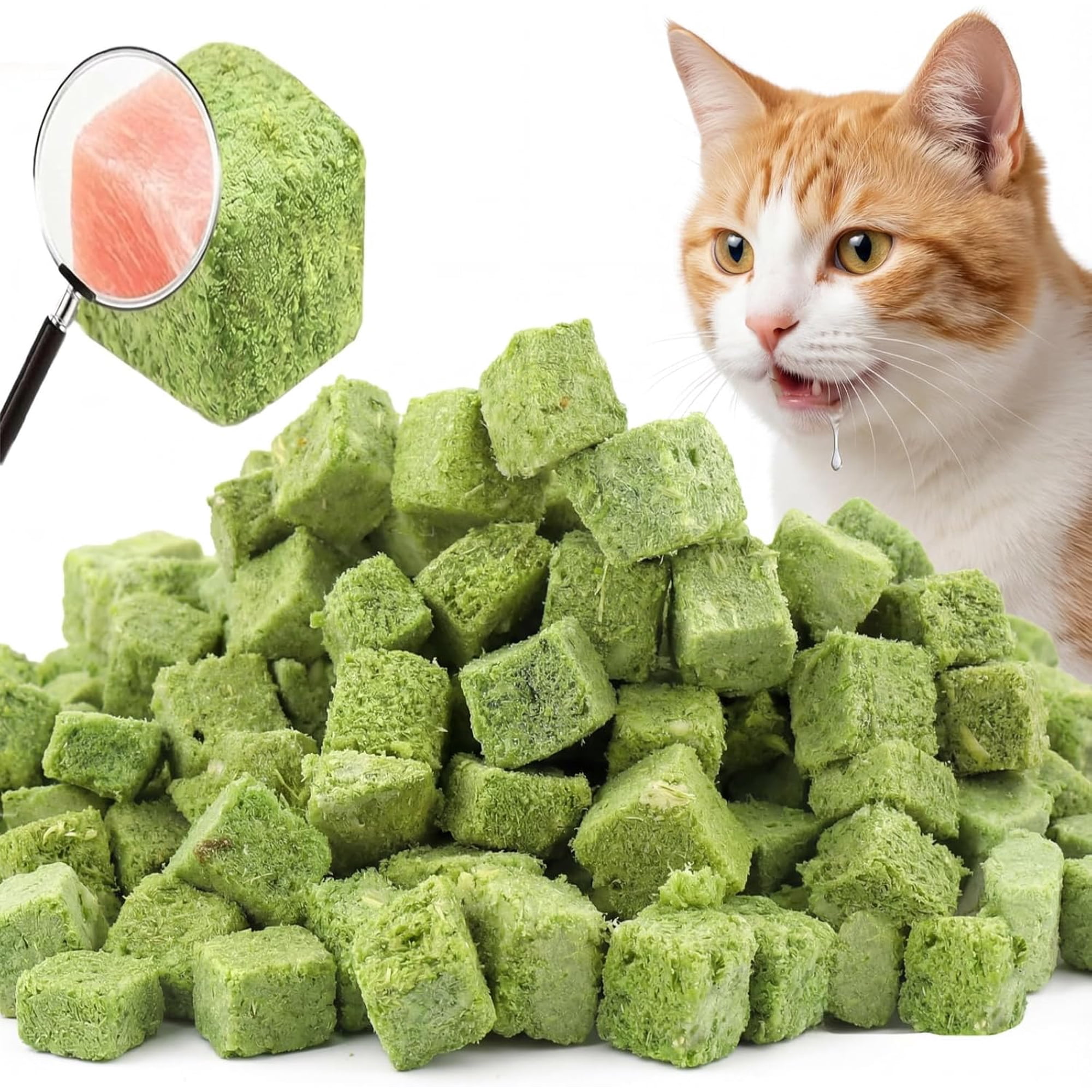 Grembeb 100g/3.53oz Cat Toy Cats Grass Treats, Fish Oil Kitten Grass Catnip Stick for Hairball Removal Teeth Cleaning Cats Edible Freeze Dried Kitty Lickable Chew Dental Snack for Indoor Kitty Food