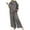 Grey L, variant on 2 Pcs/Set Women Spring Top Pants Set Plaid Print Three-quarter Sleeves Round Neck Split Back T-shirt Wide Leg Elastic Waist Loose Trousers Casual Daily Wear Outfit