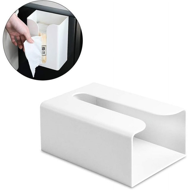Caja de pañuelos faciales autoadhesiva de diseño integrado para cualquier ocasión, servilletero de plástico de pared multiusos que ahorra espacio y garantiza durabilidad y facilidad de uso, material