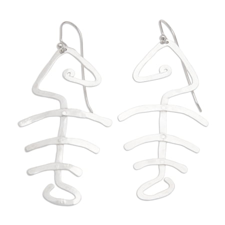 NOVICA Sterling silver dangle earrings, 'Bone Fish Bone'