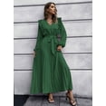thumbnail image 5 of Vestidos de otoño e invierno para mujer 2022 elegante moda cuello en V vendaje plisado cintura alta vestido largo de fiesta sexy para mujer, 5 of 5