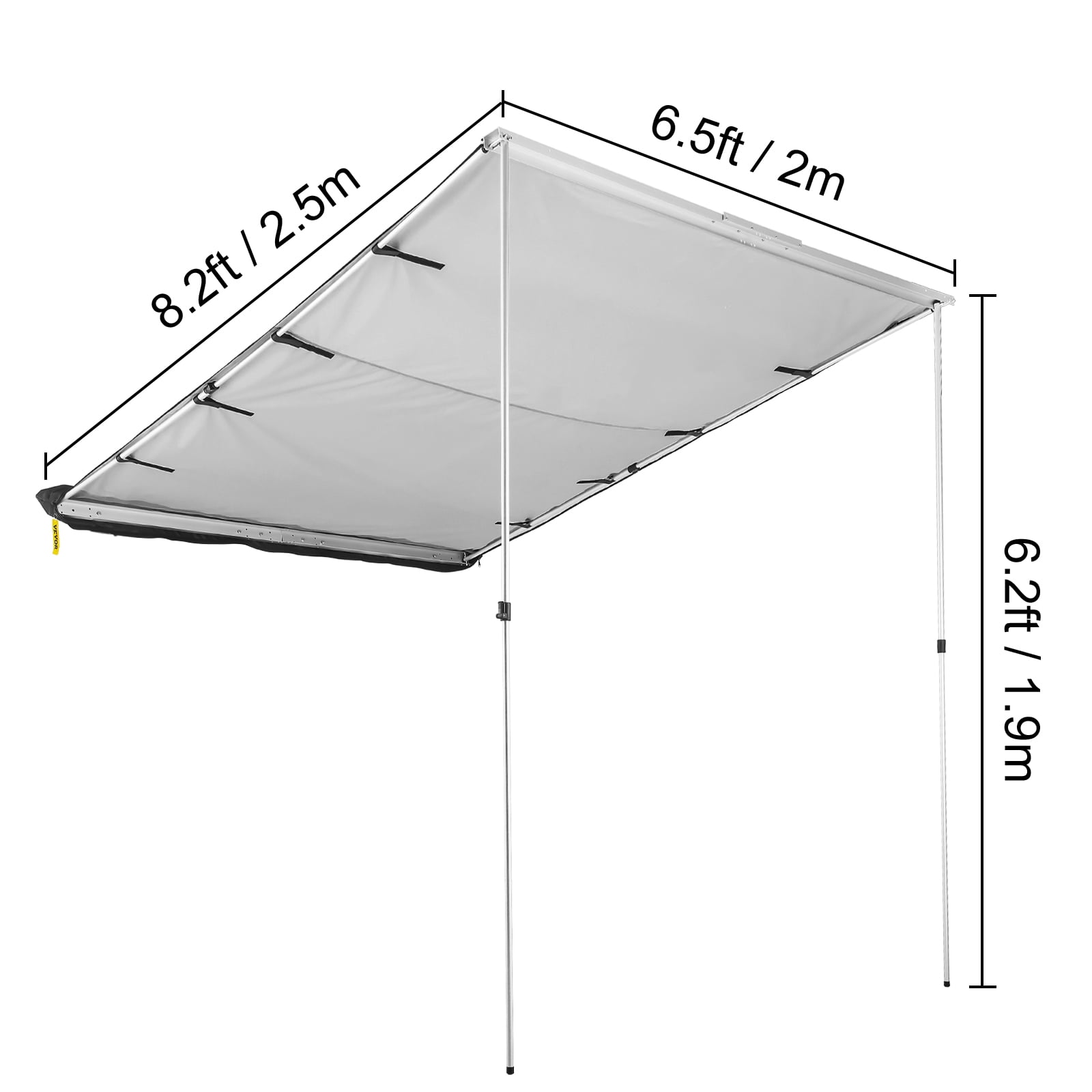 VEVOR Car Side Awning, 6.5'x8.2', Pull-Out Retractable Vehicle