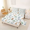 thumbnail image 2 of Erosebridal Cartoon Animal Queen Sheet Sets for Boys, Lion Zebra Bed Set, 4pcs, 2 of 5