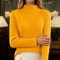 thumbnail image 2 of Women Long Sleeve Turtleneck Sweaters Tops Ribbed Knit Yellow Sweaters Women Warm Womens Holiday Sweaters, 2 of 4