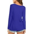 thumbnail image 3 of JYLFC Womens V Neck T-Shirts Casual Basic Shirts Long Sleeve Tops, Blue L, 3 of 6